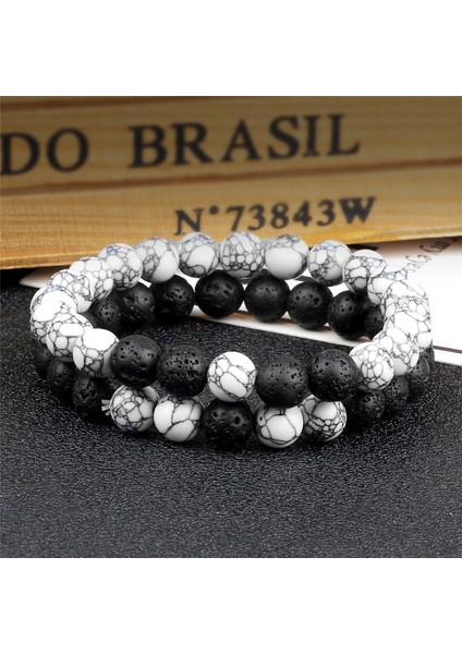 5'i Ayarla Moda Çiftler Boncuklu Bileklik 8mm Doğal Siyah Lava Taşı Hematit Mesafe Bilezikleri Kadın Erkek Takı En Iyi Arkadaş Hediye (Yurt Dışından) modelleri