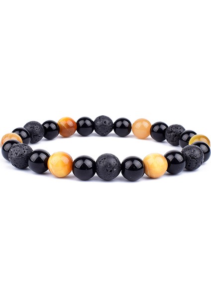 8mm Tarzı No.15 Boyutu Doğal Siyah Obsidyen Hematit Kaplan Gözü Boncuklu Bileklik Erkekler Için Manyetik Sağlık Koruma Kadın Ruh Takı Pulsera Hombre (Yurt Dışından)