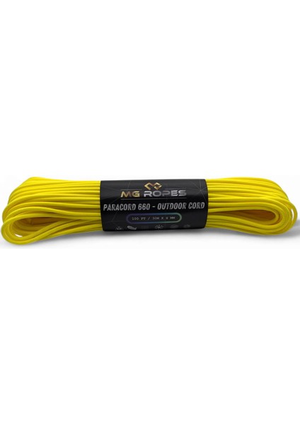 Polyester Paracord Ip 4 mm Sarı Renk 30 Metre