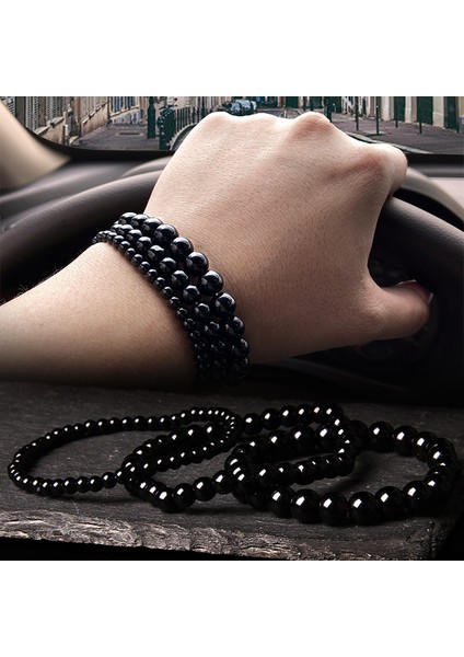 8 mm Stil Siyah Lav Taşı El Yapımı Esnek Bileklik Erkek mm Doğal Siyah Agat Lav Taşı Boncuk Bileklik Kadınlar Reiki Çakra Pulsera Takı (Yurt Dışından) modelleri