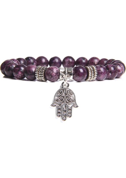 21CM Tarzı Yeşim Boncuk El Yapımı Doğal Taş Lotus Ohm Buddha Boncuk Bilezik Pembe Zebra Taşı Lotus Kolye Bilezik Kadınlar ve Erkekler Için Yoga Takı Hediyesi (Yurt Dışından)