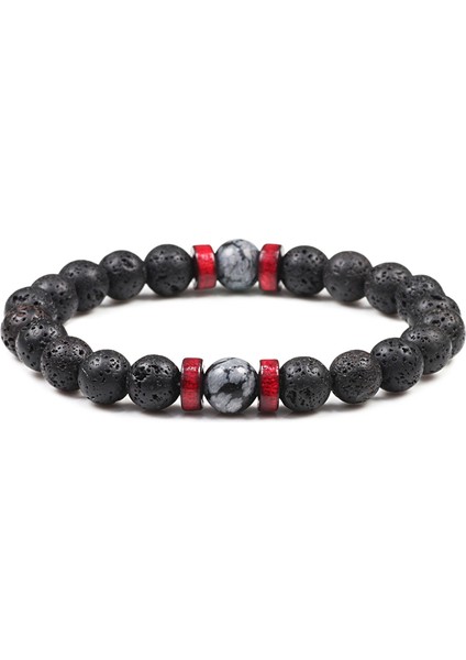 Lav Kaymaktaşı Erkek Bileklik Klasik Tibet Buddha Çakra Doğal Taş Oniks Boncuk Lav Taşı Difüzör Bilezik Şans Erkek Moda Takı Hediye Homme (Yurt Dışından)