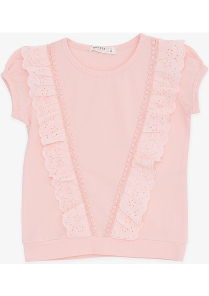 Kız Çocuk Tişört Güpürlü 1.5-5 Yaş, Somon