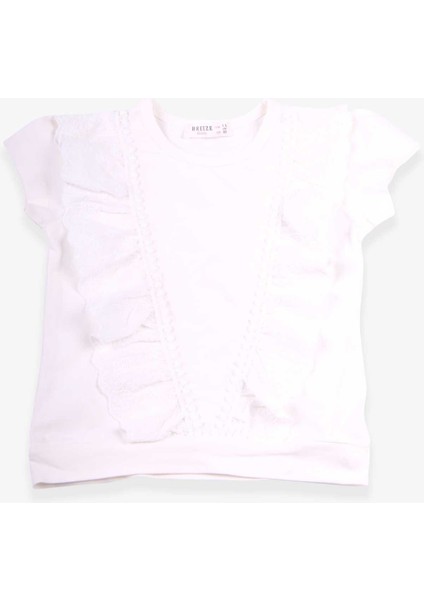 Kız Çocuk Tişört Güpürlü 1.5-5 Yaş, Ekru