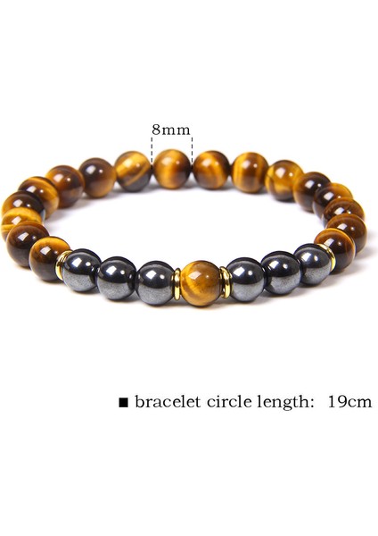 21CM Tarzı No.34 Beden Yüksek Doğal Taş Kaplan Gözü Boncuklu Şans Bilekliği 8mm Hematit Boncuklu Yoga Enerji Bilekliği Kadın Erkek Takı Hediyeleri (Yurt Dışından) fırsatları