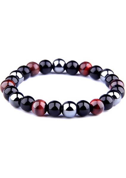 17CM Tarzı No.10 Boyutu Yeni Doğal Obsidyen Hematit Kaplan Gözü Boncuklu Bilezik Erkekler Için Manyetik Sağlık Koruma Kadınlar Ruh Takı Pulsera Hombre (Yurt Dışından)