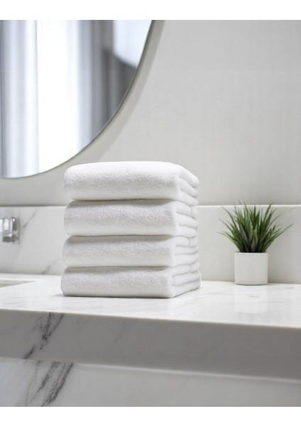 70 x 140 Eponj Beyaz Banyo Havlusu 400GR 4 Adet