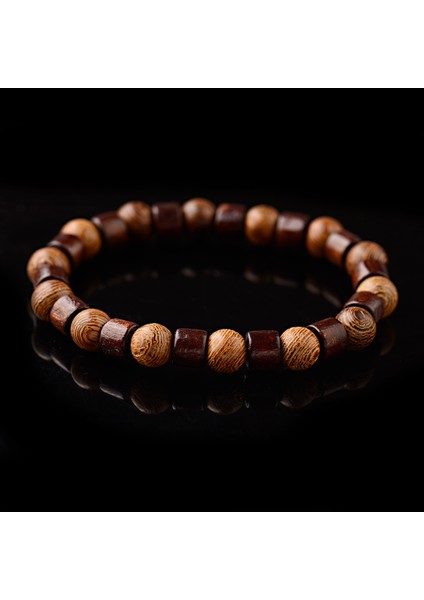 ABJ028-1 Oıqueı 8mm Doğal Yuvarlak Silindir Ahşap Boncuk Bilezik Erkek Klasik Esnek Budist Dua Buddha Bileziği Hommes Bileklik Bijoux (Yurt Dışından) modelleri
