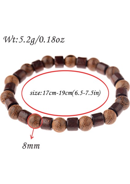 ABJ028-1 Oıqueı 8mm Doğal Yuvarlak Silindir Ahşap Boncuk Bilezik Erkek Klasik Esnek Budist Dua Buddha Bileziği Hommes Bileklik Bijoux (Yurt Dışından) fırsatları