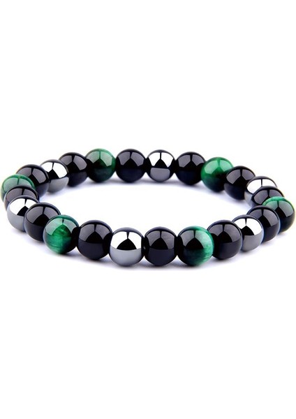 21CM Tarzı No.8 Boyutu Yeni Doğal Obsidyen Hematit Kaplan Gözü Boncuklu Bilezik Erkekler Için Manyetik Sağlık Koruma Kadınlar Ruh Takı Pulsera Hombre (Yurt Dışından)