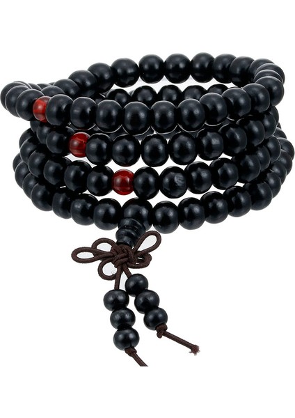 Siyah Doğal Sandal Ağacı Budist Buddha Meditasyon Ahşap Tesbih Bilezik Bileklik Kadın Erkek Takı 108 Boncuk Bijuteri (Yurt Dışından)