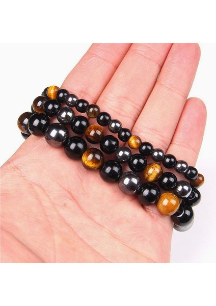 19CM Tarzı No.32 Boyutu Yeni Doğal Obsidyen Hematit Kaplan Gözü Boncuklu Bilezik Erkekler Için Manyetik Sağlık Koruma Kadınlar Ruh Takı Pulsera Hombre (Yurt Dışından) modelleri