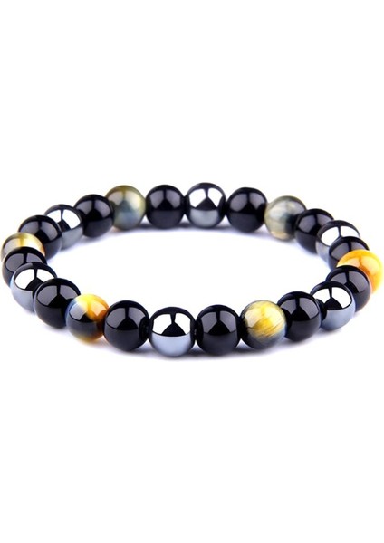23CM Tarzı No.1 Boyutu Yeni Doğal Obsidyen Hematit Kaplan Gözü Boncuklu Bilezik Erkekler Için Manyetik Sağlık Koruma Kadınlar Ruh Takı Pulsera Hombre (Yurt Dışından)