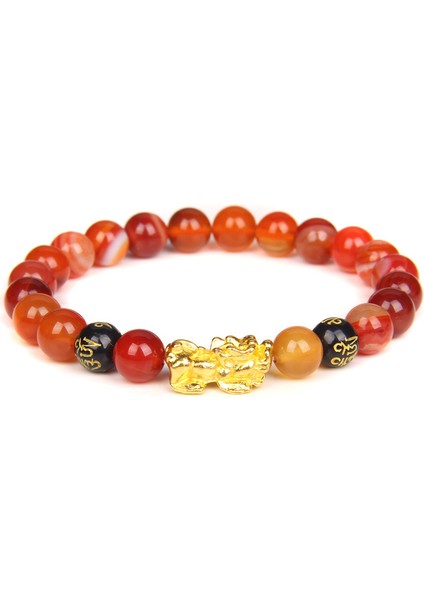 21CM Tarzı 36.turuncu Akik Kadın Erkek Feng Shui Bileklik Şans Zenginlik Buddha Siyah Obsidyen Taşlı Boncuklu Bileklik Hombre Altın Şanslı Pixiu Bileklik Hediyeler (Yurt Dışından)