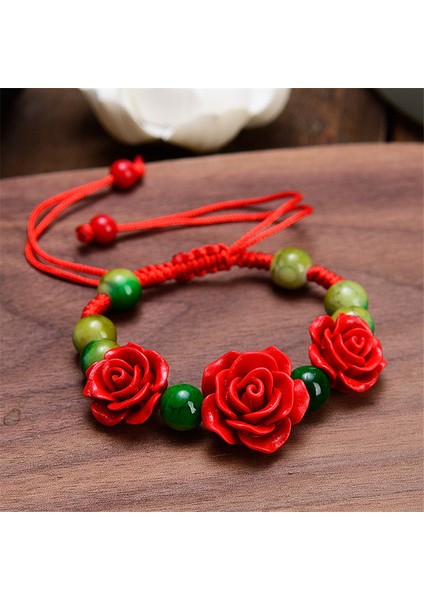 No.8 Boyutu Moda Kadın Gül Bileklik Etnik El Sanatları Lak Boyalı Oyma Çin Inciri Gül Çiçeği Bileklik Kadınlar Için Kırmızı Halat Boncuklu Bileklik (Yurt Dışından) fiyatları