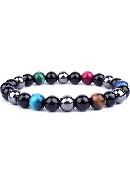 10 mm Tarzı No.4 Boyutu Kaplan Gözü ve Hematit Bileklik Erkek Doğal Obsidiyen Boncuklu Kadınlar Için Koruma Manyetik Sağlık Takı Pulsera (Yurt Dışından)