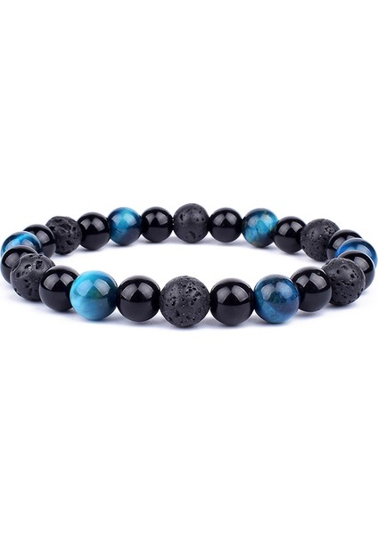 6mm Tarzı No.18 Beden Doğal Siyah Obsidiyen Hematit Kaplan Gözü Boncuk Bilezik Erkekler Için Manyetik Sağlık Koruma Kadınlar Takı Pulsera Hombre (Yurt Dışından)