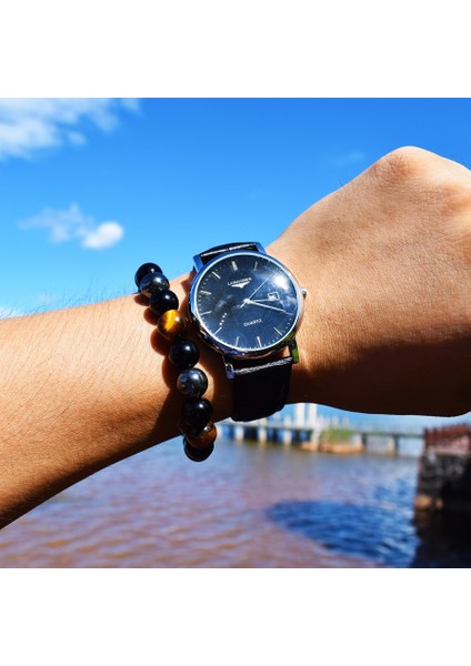 6mm Tarzı No.18 Beden Doğal Siyah Obsidiyen Hematit Kaplan Gözü Boncuk Bilezik Erkekler Için Manyetik Sağlık Koruma Kadınlar Takı Pulsera Hombre (Yurt Dışından)