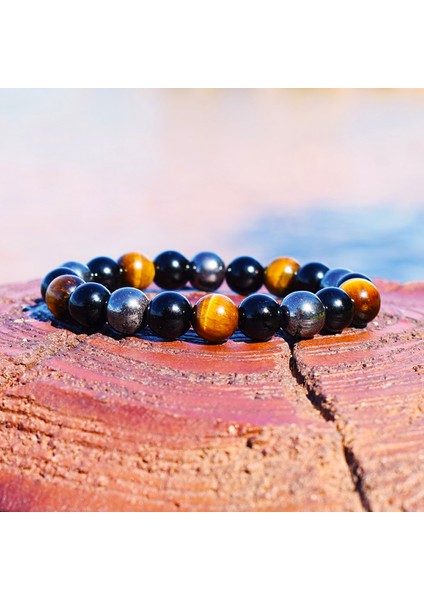6mm Tarzı No.18 Beden Doğal Siyah Obsidiyen Hematit Kaplan Gözü Boncuk Bilezik Erkekler Için Manyetik Sağlık Koruma Kadınlar Takı Pulsera Hombre (Yurt Dışından)