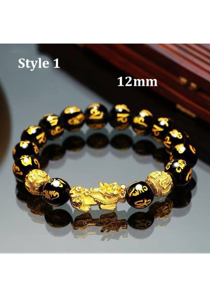 Ayarlanabilir Stil Stil 1 Çin Fengshui Pixiu Obsidyen Taş Boncuklu Bileklik Renk Değiştiren Şans Bilekliği Kadın Erkek Cinsiyetler Arası Uğur ve Zenginlik Bilekliği (Yurt Dışından)