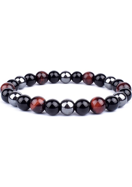 8mm Tarzı No.10 Boyutu Doğal Kaplan Gözü Obsidiyen Hematit Boncuklu Bileklik Erkekler Manyetik Sağlık Koruma Denge Bileklik Kadınlar Şifa Ruh Takı (Yurt Dışından)