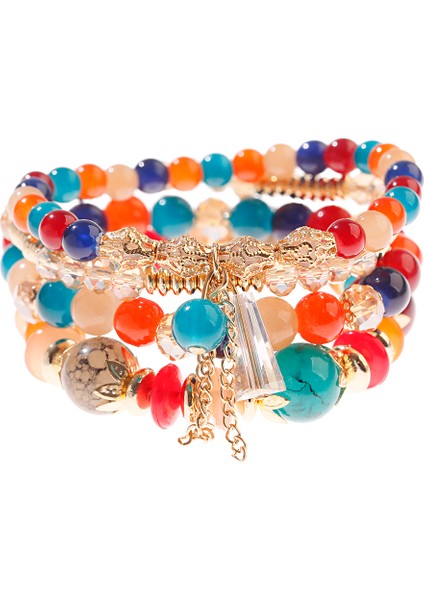 HXB058-4 Retro Tarzı Lot Bilezik Set Doğal Taş Boncuk Reçine Kolye Zincir Süsleme Pulseras Takı Kızlar Için Schmuck (Yurt Dışından)