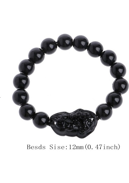 Siyah Pixiu Iyi Şans Bileklikleri Tibet Budizmi Obsidiyen Taş Boncuklar Cinsiyetler Arası Bileklik Kadınlar Erkekler Takı Hediye (Yurt Dışından)