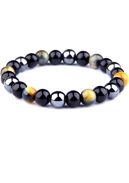 21CM Tarzı 8 mm Rüya Doğal Siyah Obsidiyen Hematit Kaplan Gözü Boncuklu Bilezik Erkekler Için Manyetik Sağlık Koruma Kadınlar Takı Pulsera Hombre (Yurt Dışından)