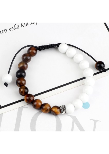 Kara Lav Havalı Beyaz Erkek Boncuk Bilezik El Yapımı Doğal Kaplan Gözü Lav Taşı Oniks Zincir Ayarlanabilir Bileklik Kadınlar Yoga Enerji Takı - Türkçeproductname (Yurt Dışından) modelleri