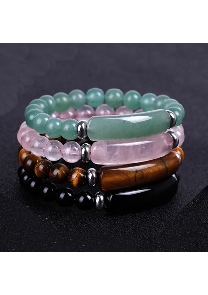 6mm Siyah Akik Doğal Taş Zincir Bilezik 8mm Reiki Şifa Pembe Kuvars Aventurin Akik Gül Kristal Dikdörtgen Çubuk Şans Bilezikler (Yurt Dışından) fiyatları