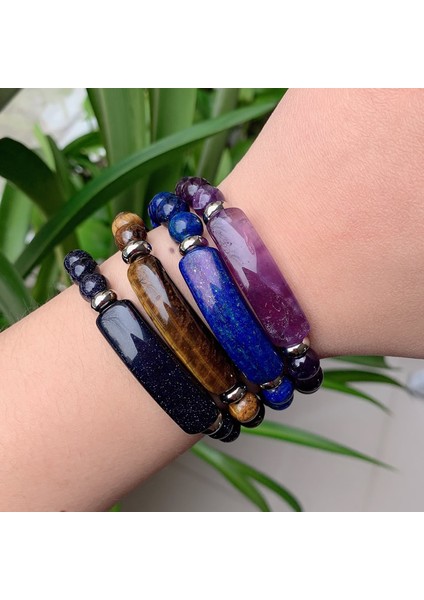 6mm Siyah Akik Doğal Taş Zincir Bilezik 8mm Reiki Şifa Pembe Kuvars Aventurin Akik Gül Kristal Dikdörtgen Çubuk Şans Bilezikler (Yurt Dışından) fırsatları