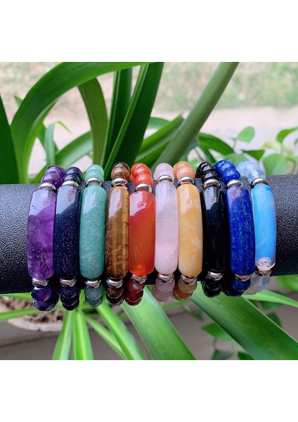 6mm Siyah Akik Doğal Taş Zincir Bilezik 8mm Reiki Şifa Pembe Kuvars Aventurin Akik Gül Kristal Dikdörtgen Çubuk Şans Bilezikler (Yurt Dışından) indirimleri
