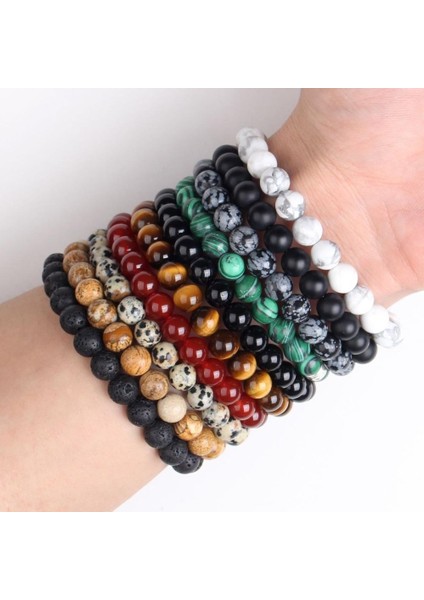 Zebra Taşı 01-03 Doğa Boncuklu Bilezik Erkekler 8mm Doğal Taş Lav Taşı Kaplan Gözü Karasinek Mat Iyileştirici Boncuk Esnek Şans Yoga Kadın Takı (Yurt Dışından) fırsatları