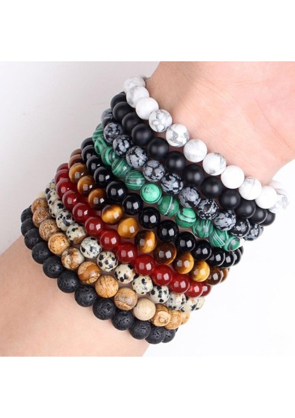 Zebra Taşı 01-03 Doğa Boncuklu Bilezik Erkekler 8mm Doğal Taş Lav Taşı Kaplan Gözü Karasinek Mat Iyileştirici Boncuk Esnek Şans Yoga Kadın Takı (Yurt Dışından) indirimleri