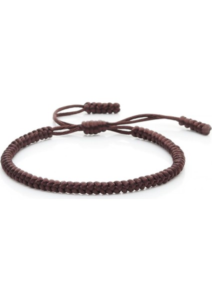 Kahve Çok Renkli Halat Şans Düğümlü Bilezik Kadın Erkek Şanslı Dokuma El Yapımı Bilezikler Örme Ayarlanabilir Boyut Budizm Takıları Pulseras (Yurt Dışından)