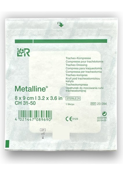 Metalline Trakeostomi Kanül Pedi 8 x 9 cm - Ref 23094 - 50 Adet 1 Kutu modelleri