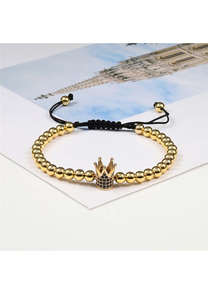 Gül Altın Küp Klasik El Yapımı Örgü Bilezik Taç Küp Lüks 5mm Bakır Boncuk Taş Boncuklu Şanslı Erkek Trend Bilezik Takı (Yurt Dışından) fırsatları