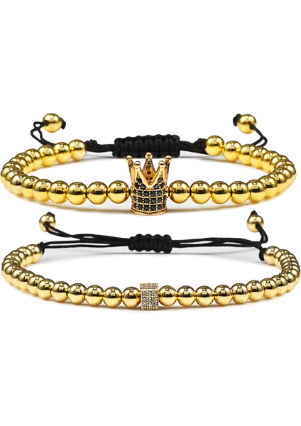 Gül Altın Küp Klasik El Yapımı Örgü Bilezik Taç Küp Lüks 5mm Bakır Boncuk Taş Boncuklu Şanslı Erkek Trend Bilezik Takı (Yurt Dışından) indirimleri