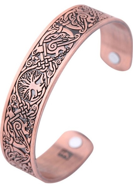 Altın Gül Yüksek Romantik Viking Bileklik Sonsuz Aşk Düğümü Hayat Ağacı Kuş Kolluk Erkek ve Kadın Açık Bilezik Takı Hediye (Yurt Dışından)