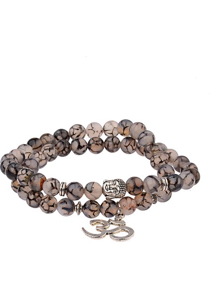 11-Uzun Oıqueı Antika Yoga Om Şans Metal Kolye Buddha Erkek Bilezik Takı Kaplan Gözü Taşı Lav Taşı Budist Dua Bilezikleri (Yurt Dışından)