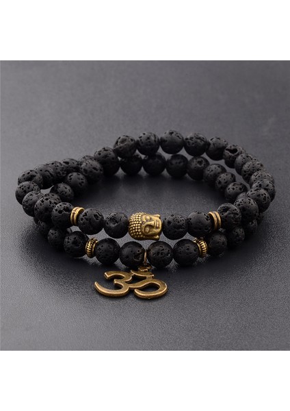 11-Uzun Oıqueı Antika Yoga Om Şans Metal Kolye Buddha Erkek Bilezik Takı Kaplan Gözü Taşı Lav Taşı Budist Dua Bilezikleri (Yurt Dışından) fırsatları