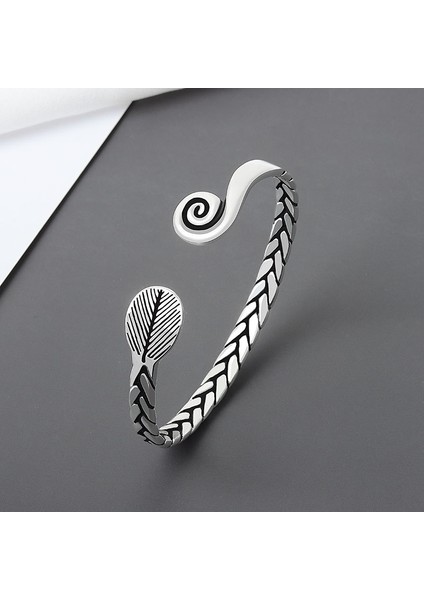 VBS4177 Xıyanıke Gümüş Kaplama Geometrik Örgü Asimetrik Desen Bilezik Kadın Şansı Tai Gümüş Yıpranmış Takı Parti Hediye (Yurt Dışından)