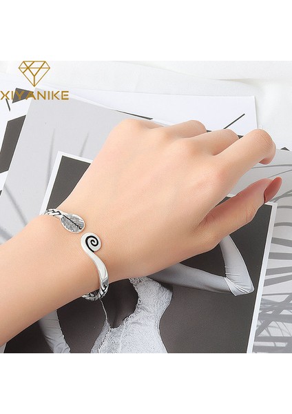 VBS4177 Xıyanıke Gümüş Kaplama Geometrik Örgü Asimetrik Desen Bilezik Kadın Şansı Tai Gümüş Yıpranmış Takı Parti Hediye (Yurt Dışından) fiyatları