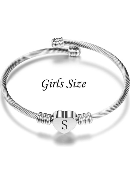 S Beden Sevimli Çocuklar Ilk Harf Bilezikleri Gümüş Minik Alfabe Kalp Bebek Bilezikleri Paslanmaz Çelik Özel Kişiselleştirilmiş Hediyeler Çocuk Için (Yurt Dışından)