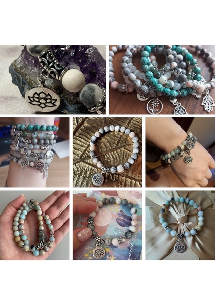 21CM Tarzı Harita Taşı El Yapımı Doğal Taş Lotus Ohm Buddha Boncuk Bilezik Pembe Zebra Taşı Lotus Kolye Bilezik Kadınlar ve Erkekler Için Yoga Takı Hediyesi (Yurt Dışından) fırsatları