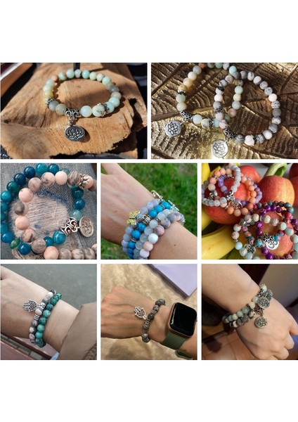 21CM Tarzı Harita Taşı El Yapımı Doğal Taş Lotus Ohm Buddha Boncuk Bilezik Pembe Zebra Taşı Lotus Kolye Bilezik Kadınlar ve Erkekler Için Yoga Takı Hediyesi (Yurt Dışından) indirimleri