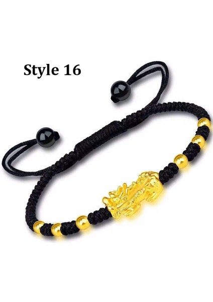 Ayarlanabilir Stil Stil 16 Çin Fengshui Pixiu Obsidyen Taş Boncuklu Bileklik Renk Değiştiren Şans Bilekliği Kadın Erkek Cinsiyetler Arası Uğur ve Zenginlik Bilekliği (Yurt Dışından)