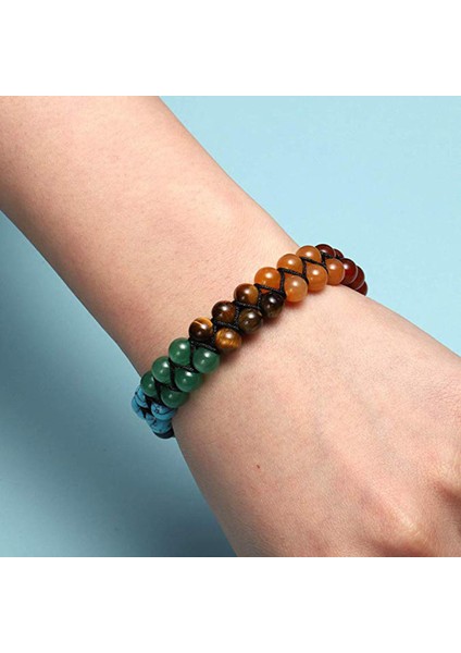 Çakra Bilezik D Kadın Erkek Çift Katmanlı 7 Çakra Bilezikleri Vintage Hint Yoga Bileklik Çakra Dua Lav Taşı Boncuk Bilezik Şifa Takı (Yurt Dışından) modelleri