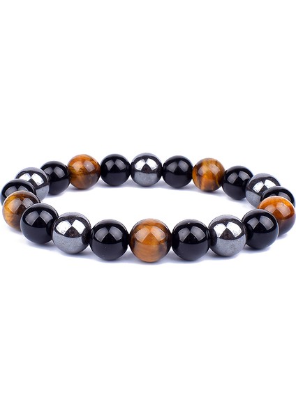 6mm Tarzı No.1 Boyutu Doğal Siyah Obsidyen Hematit Kaplan Gözü Boncuklu Bileklik Erkekler Için Manyetik Sağlık Koruma Kadın Ruh Takı Pulsera Hombre (Yurt Dışından)