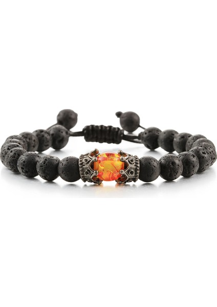 Kara Lav Erkekler ve Kadınlar Için Siyah Lav Taşı Taç Şanslı Göz Boncuklu Bilezik El Yapımı Ayarlanabilir Takı Pulseira (Yurt Dışından)